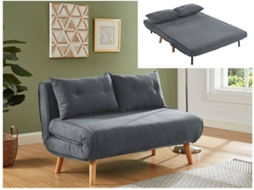 Sofá Cama Valerio VENTE-UNIQUE.PT (Cinzento - Tecido e Veludo - 120x74x74 cm/Dimensões da cama: 100-119 cm)