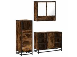 Maison Exclusive - 3 Pcs Conjunto De Móveis Wc Madeira Processada Carvalho Fumado
