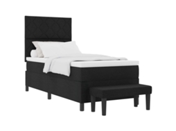 Cama Box com Cabeceira Preto 100 X 200 Cm Tecido MAISON EXCLUSIVE