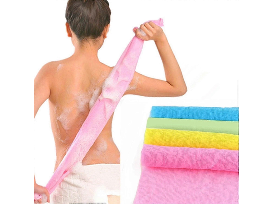 4 Esfoliantes De Banho De Nylon, Multicoloridos, Com 90cm De Comprimento.