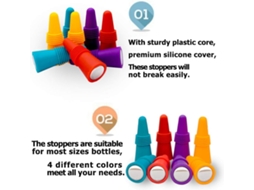 Conjunto De 8 Rolhas De Vinho Reutilizáveis ​​de Silicone Com Alça Para Manter O Vinho Fresco - Vermelho, Azul, Laranja, Roxo