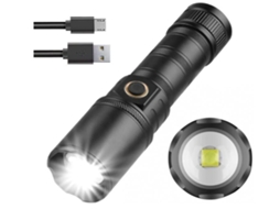 Lanterna Led Mais Brilhante, Lanternas Led Recarregáveis De 10.000 Lúmens Altos, Poderosa Lâmpada Led Tática Xhp70 Com 5 Modos, À Prova D'ág