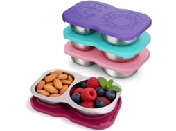 Conjunto De 4 Recipientes Para Armazenamento, Em Aço Inoxidável, 2 Compartimentos, Para Molhos, Lanches