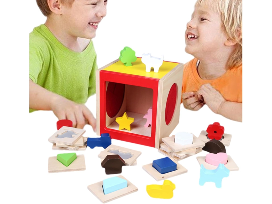 Brinquedo De Encaixe De Formas, Jogo Sensorial De Madeira Para Combinar Formas Quebra Cabeça Educa Gokoco