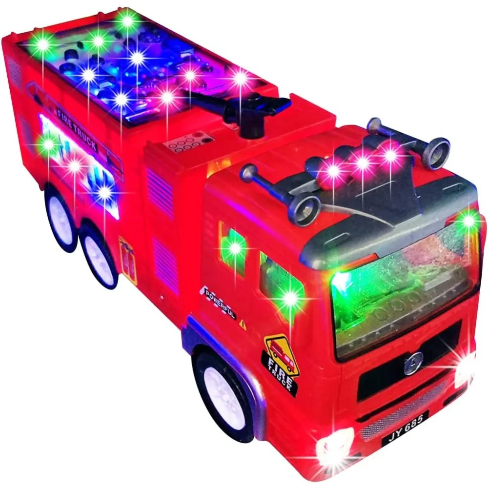 Caminhão de Bombeiros de Brinquedo para Meninos e Meninas, com Efeitos Sonoros e Luminosos, e Inclui Apito de Bombeiro. MDUG