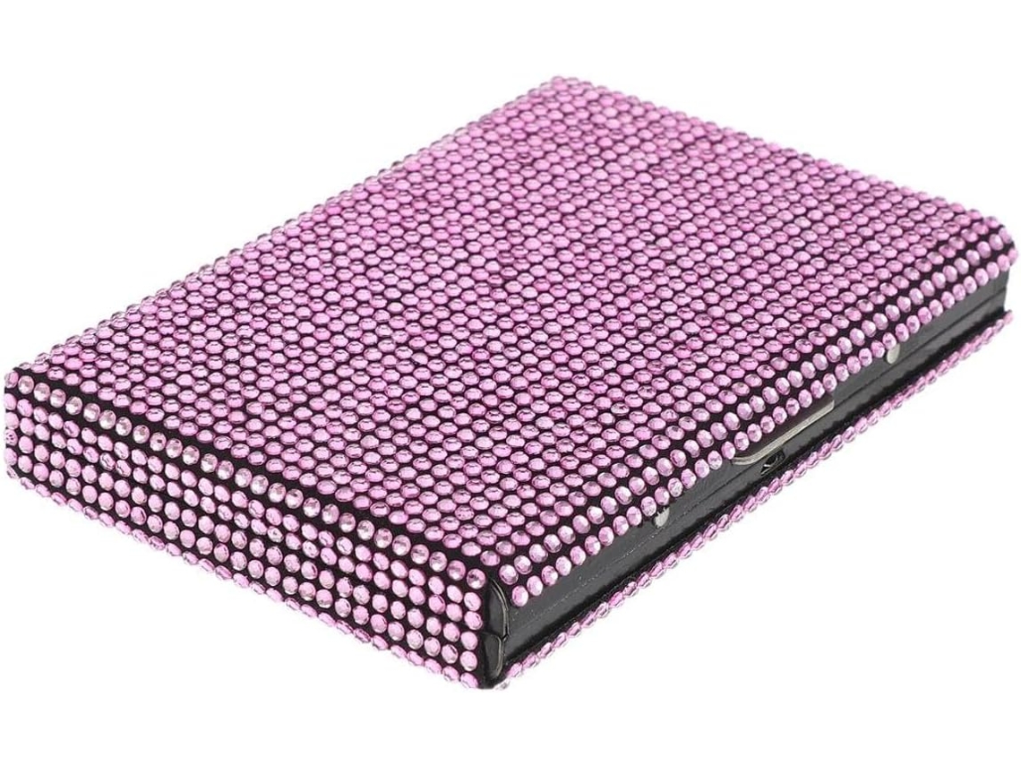 Porta cartões de Visita Garneck com Strass, Estojo Metal Compacto e Portátil para Guardar Cartões, Ideal Bolsa