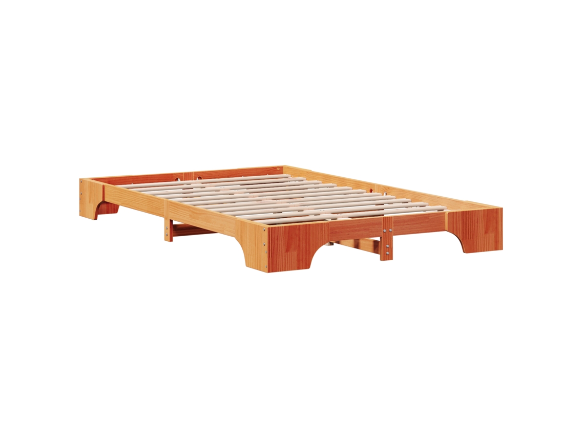 Conjunto 1 Estrutura Da Cama Vidaxl Castanho Madeira De Pinho Maciça (120 X 190 Cm)