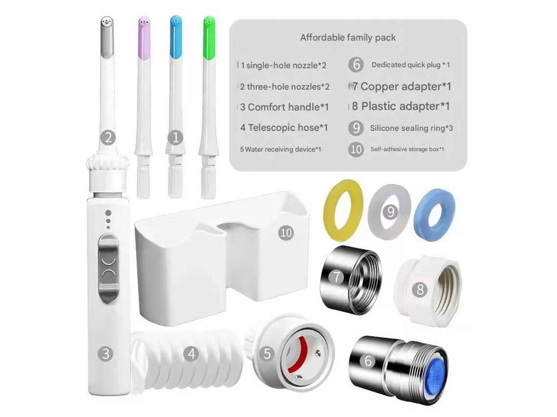 Irrigador Oral MK104D com 6 Bicos, Irrigador Oral, Limpador Dental, Rotação de 360 Graus, Lyx Home