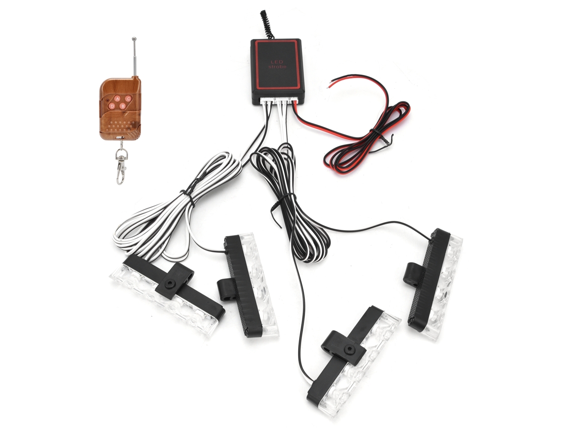 2026 luz de Emergência Led Vermelha Azul Luzes Estroboscópicas 4x4 Sincronizadas com Controle Remoto 12v