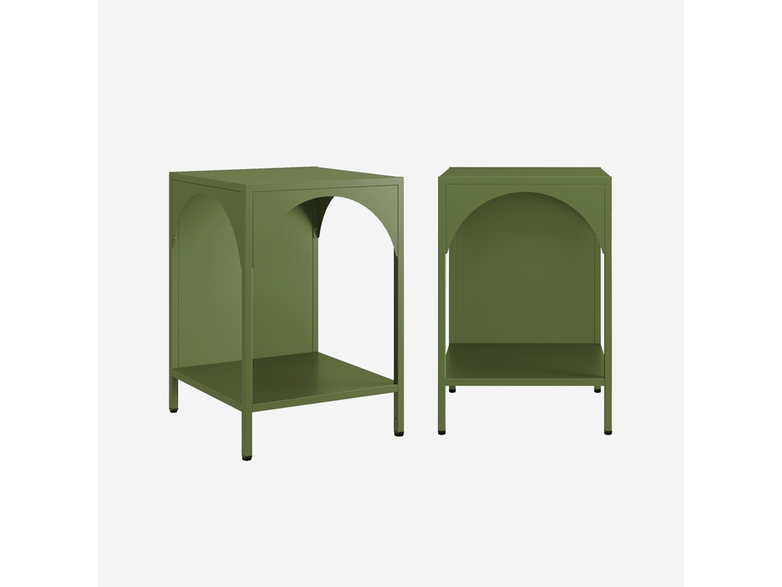 Mesa De Cabeceira, Mesa De Apoio Industrial , Verde Caqui Sweeek (conjunto De 2)