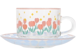 Conjunto De Xícara De Café/chá Em Vidro Tulipa, 180ml, Com Pires