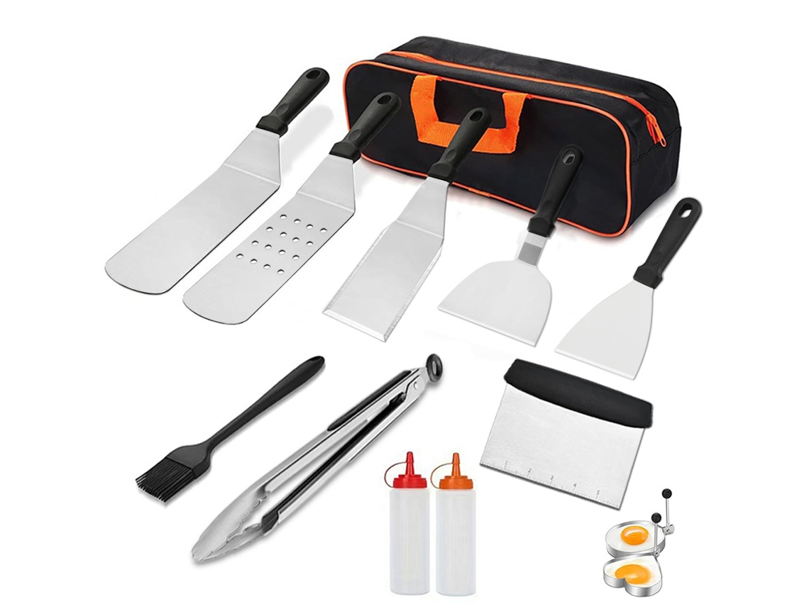 Lurelia Kit De Churrasco 12 Peças Aço Inoxidável Estojo Portátil Campismo