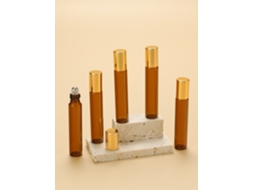 (estilo 2) Conjunto De 5 Frascos Recarregáveis Para Óleos Essenciais, Corpo Em Vidro Âmbar, Com Aplicador Roll-on Em Aço Inoxidável.