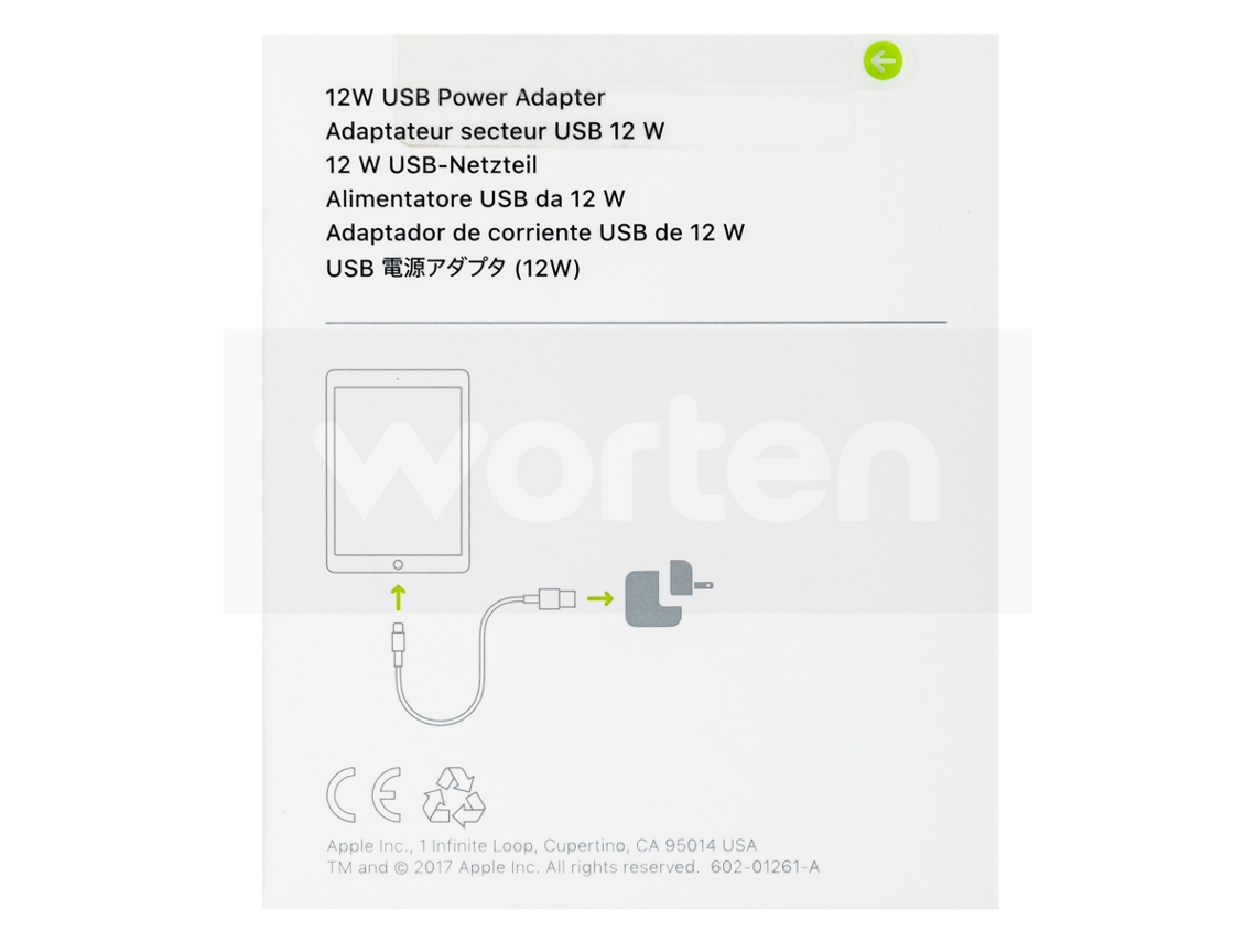 Adaptador APPLE MD836ZM/A (iPad - Parede - USB - 1 Porta - Branco)
