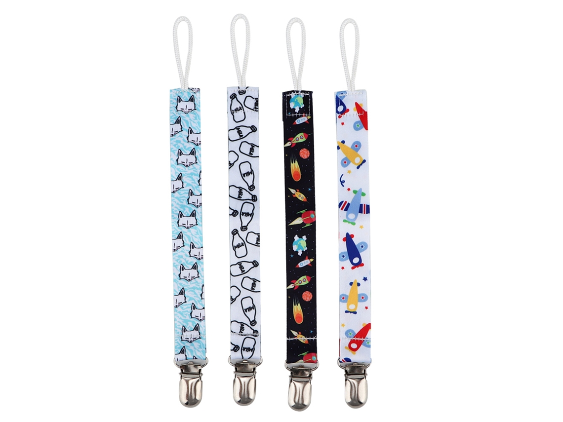 Mali 4pcs Clip para Chupeta Bebê Cinto de Algodão Imprimido Segurador Anti perda Neutro