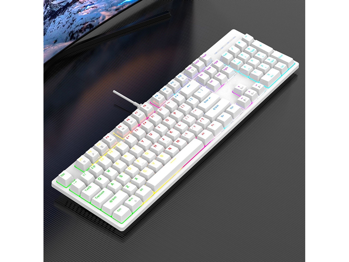 Teclado Mecânico Gaming Com Fio E Led, Com Retroiluminação Numa Só Tecla, Compatível Com Pc, Mac, Ps4/5 E Xbox - Branco