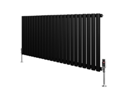 Radiador Oval De Coluna Única 600x1440 Mm - Preto, 1369w, Aço Carbono, Válvulas Termostáticas Cromadas, Suportes E Kit