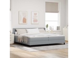 Vidaxl Cama Box Com Cabeceira Cinzento-claro 200 X 200 Cm Tecido