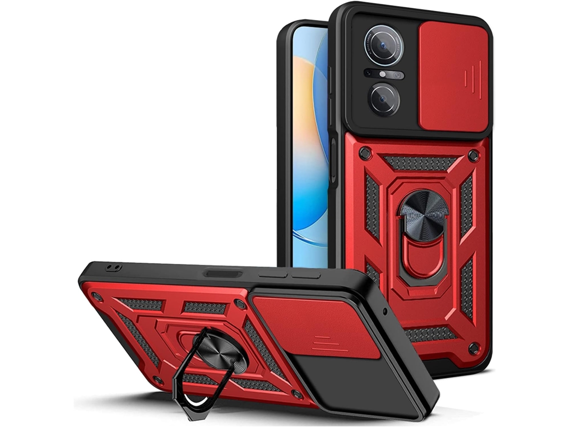 Capa Câmera Anel Antiqueda para Honor, Huawei Nova 9 Se/50 Se HONGWE. Seda Magnética com Anel de Suporte Vermelho