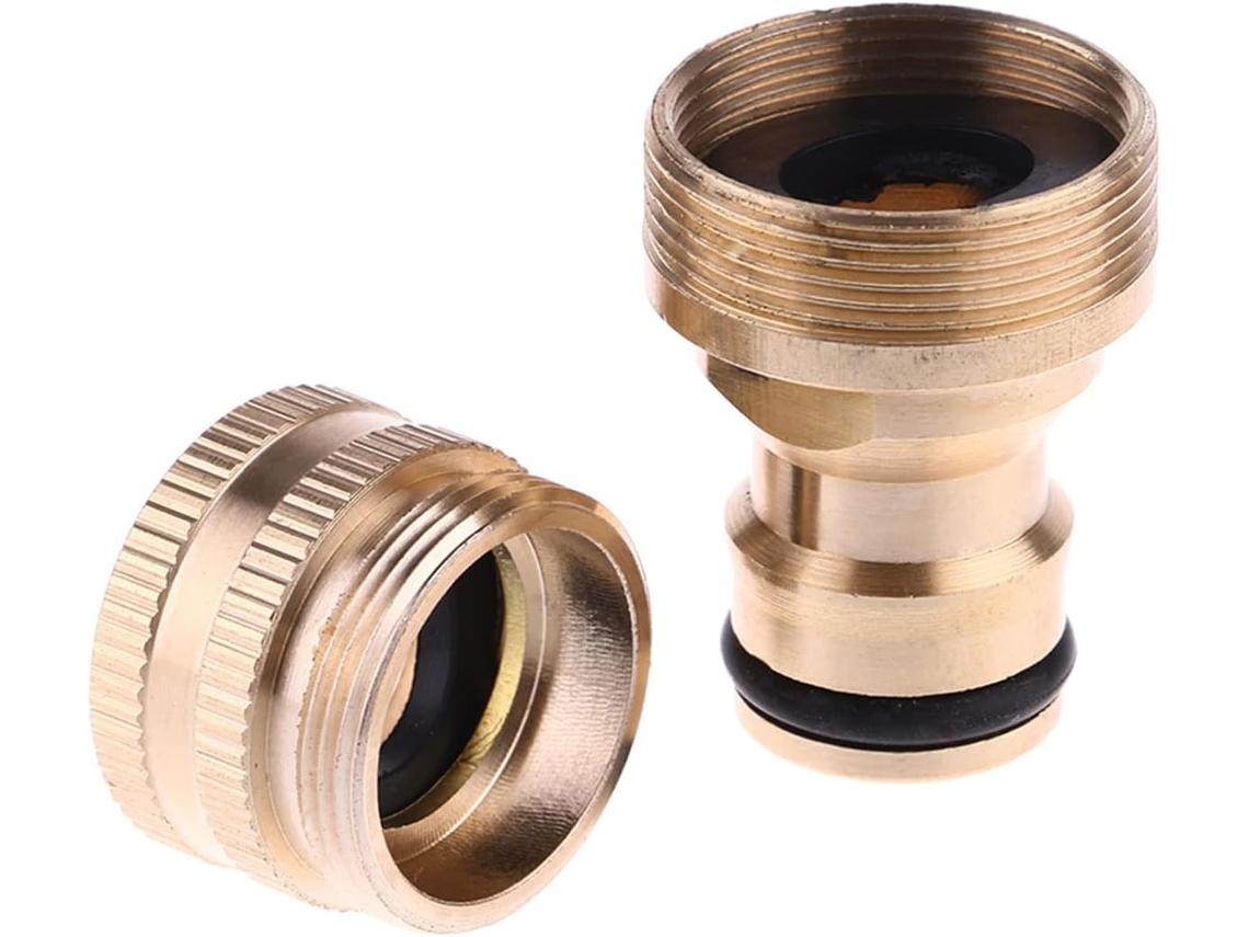 Conector De Mangueira Latão Rápido 2 Em 1 Para Jardim Com Rosca 3/4" E 1/2"