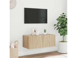 Vidaxl Móvel De Parede P/ Tv C/ Luzes Led 80x35x31 Cm Carvalho Sonoma
