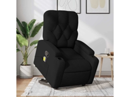 Vidaxl Poltrona De Massagens Reclinável Elevatória Tecido Preto