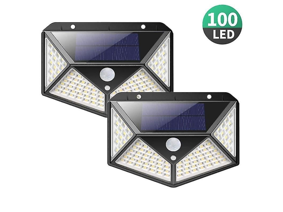 Kit com 8 luminárias solares de parede com 100 LEDs e sensor de movimento AQUAFORGE