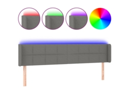 Cabeceira Cama com Luzes Led Tecido Cinza escuro MAISON EXCLUSIVE (183x16x78 cm)