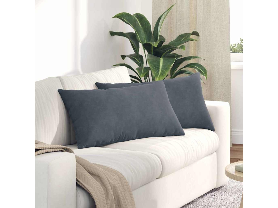 Vidaxl Travesseiros De Sofá 2 Pcs Cinza Escuro 80 X 40 Cm