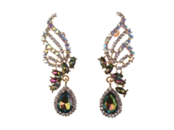 Brincos Pendentes Luxuosos Com Strass Coloridos