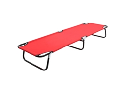 Vidaxl Espreguiçadeira/cama Dobrável Aço Vermelho