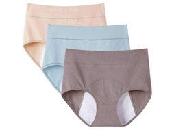 Calcinhas Menstruais com Revestimento Anti vazamento, Confortáveis e Laváveis para Proteção Segura no Ciclo Menstrual Azul X Café X Cor da Pele