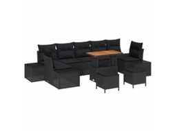 Maison Exclusive - Conjunto De Sofá De Jardim 10 Pcs Preto Rattan Sintético