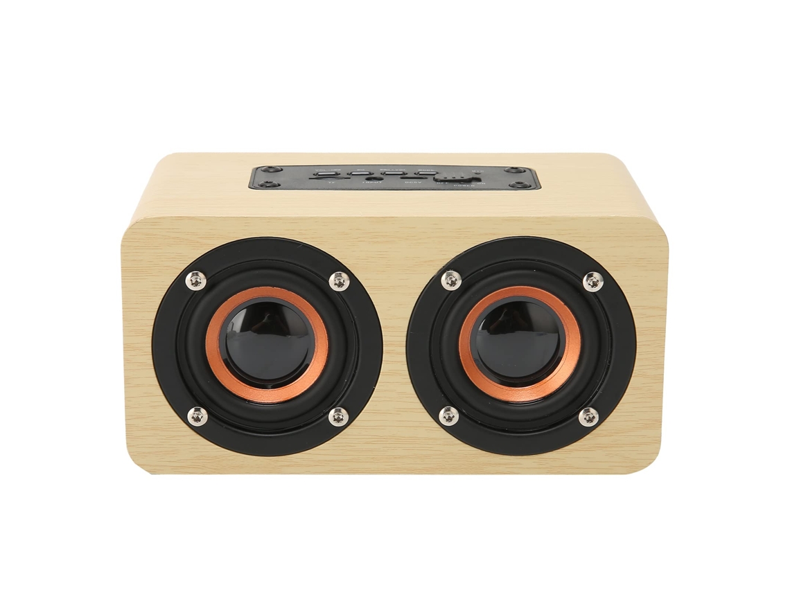 Coluna Retro Desktop com Mic Integrado, Tf/usb/aux Mp3, Liga Telemóvel e Pc, Acabamento Madeira Amarelo | S/MARCA