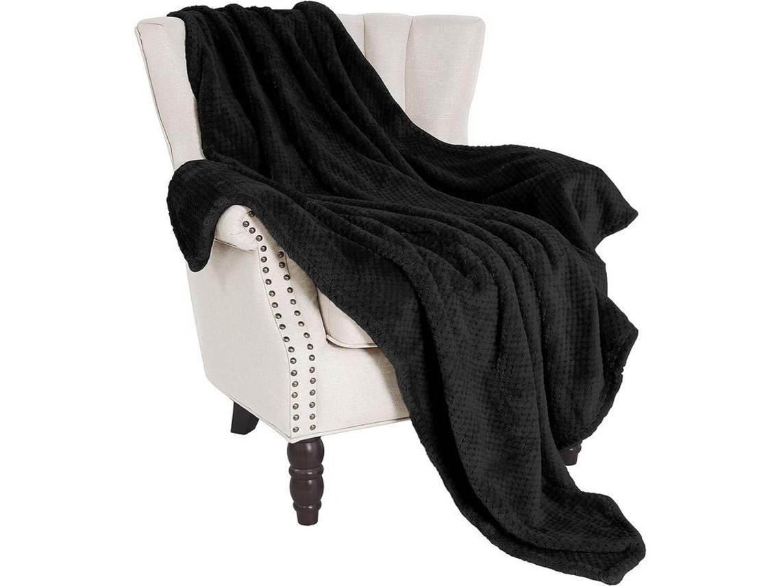 Manta de Fleece Waffle 127x178cm Preta S/MARCA