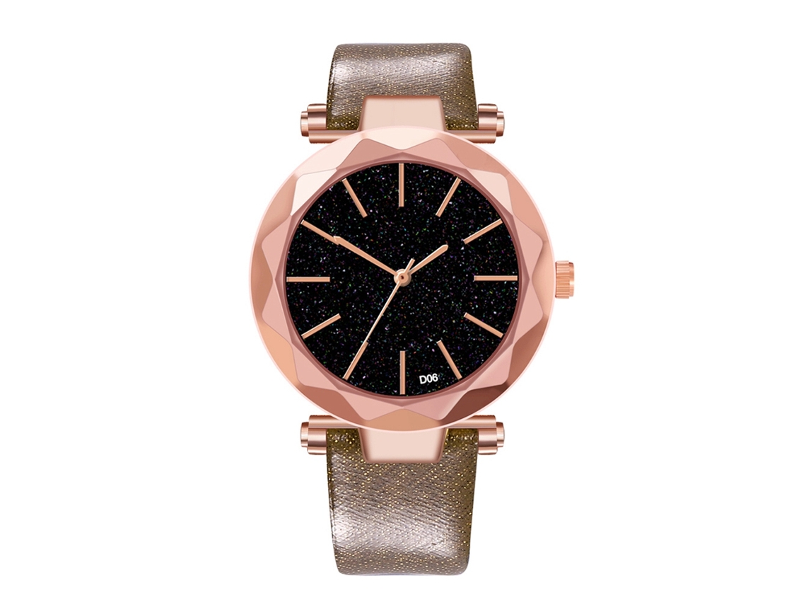 Relógio de Pulso Feminino de Quartzo com Pulseira de Couro Pu Simples e Dial Redondo (café)