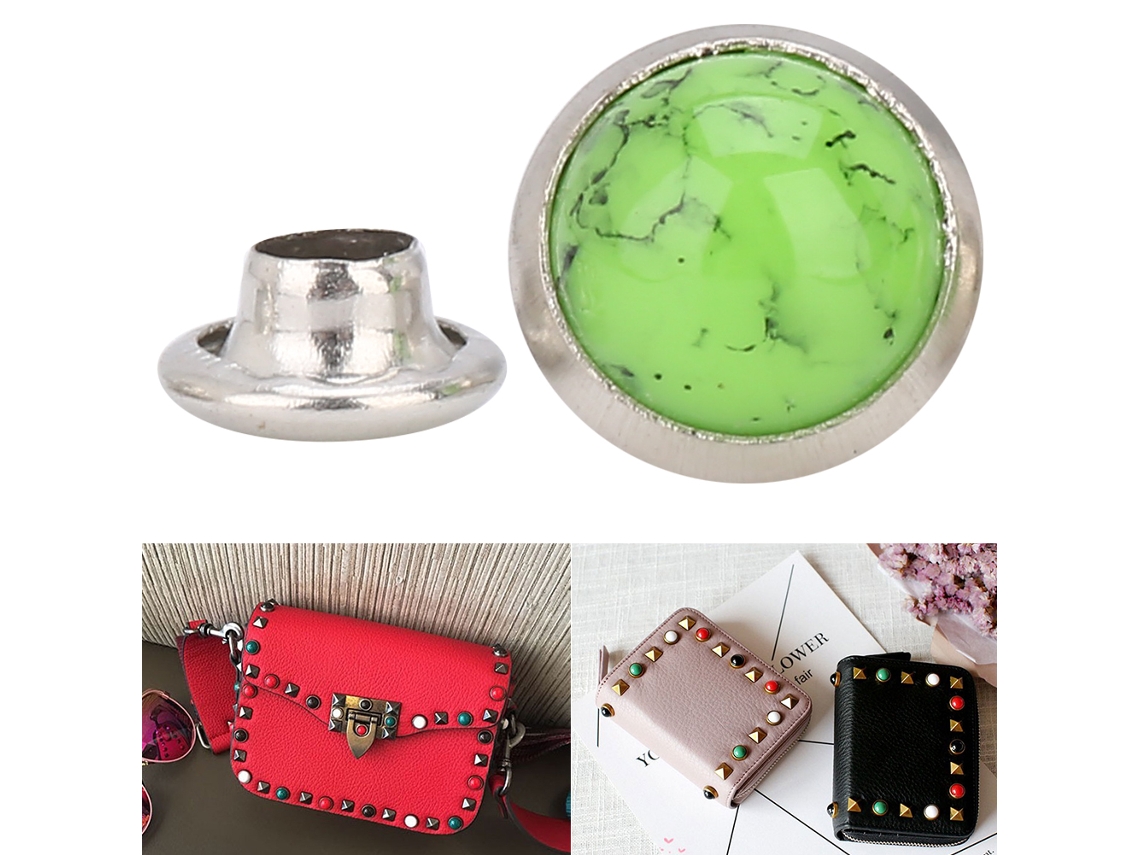 40 Peças De Rebites De Turquesa Redondos 8mm Pregos Para Pulseiras Roupa Decoração Manual Artesanato Acessórios Diy