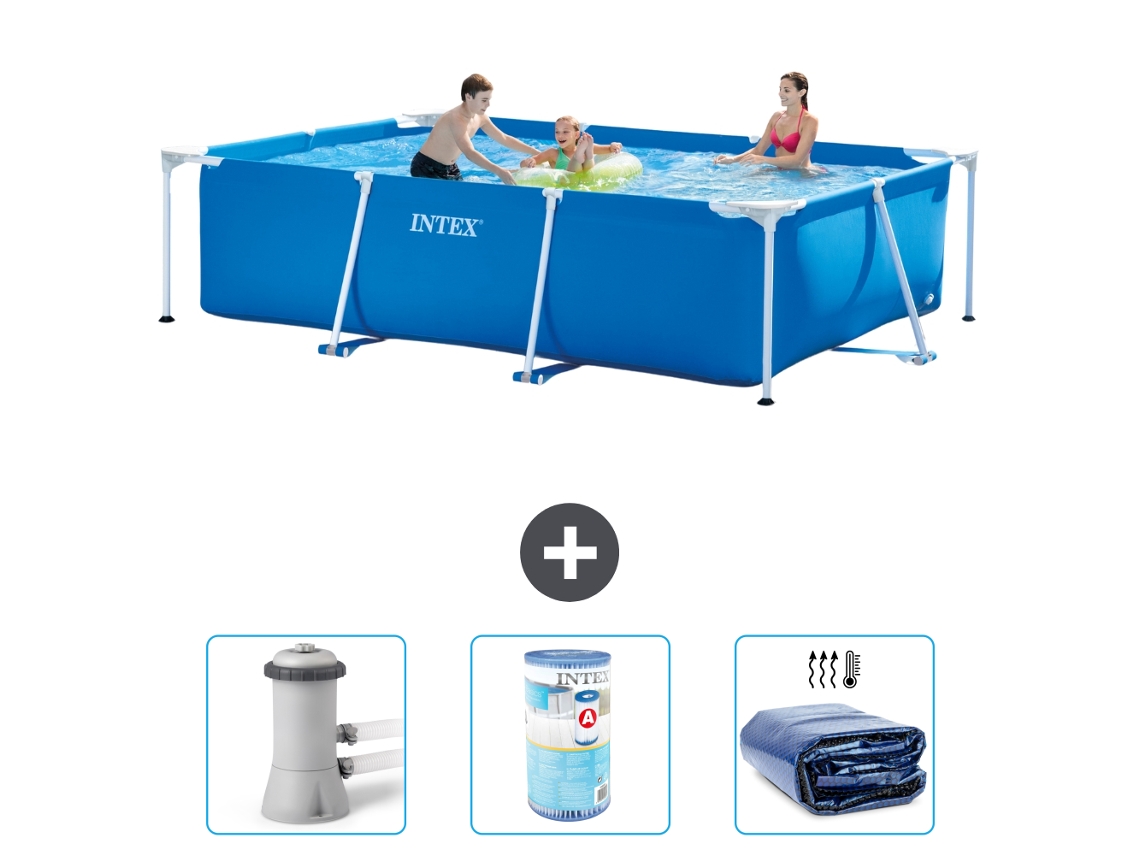 Intex Piscina Com Estrutura Retangular - 300x200x75 Cm - 4-peças S21254