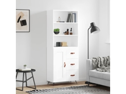 Vidaxl Armário Alto 69,5x34x180 Cm Derivados De Madeira Branco