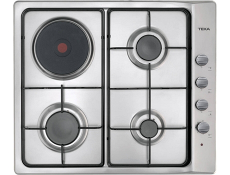 Placa de Gás e Discos TEKA E60.3 3G 1P AL (Elétrica e Gás BP - 60 cm - Inox) — Gás Butano-Propano | Largura: 60 cm