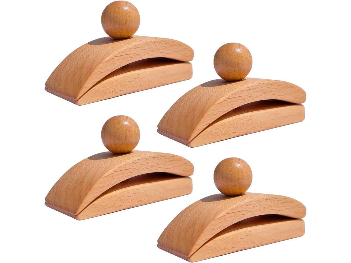 Conjunto de 4 suportes de parede para tapeçaria com clipes Madeira