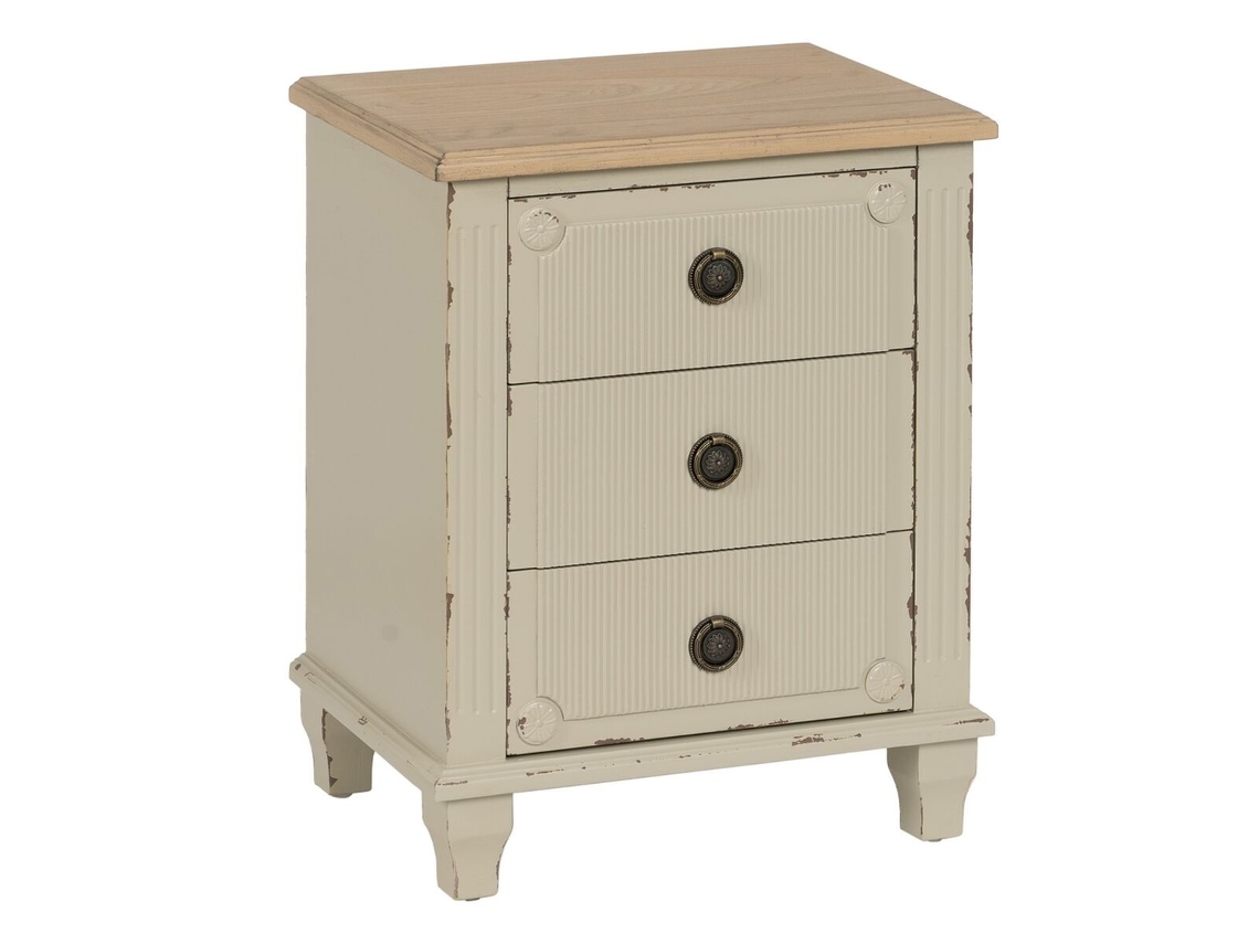 Mesa de Cabeceira Creme Natural Madeira de abeto Madeira MDF 48 x 36 x 61 cm