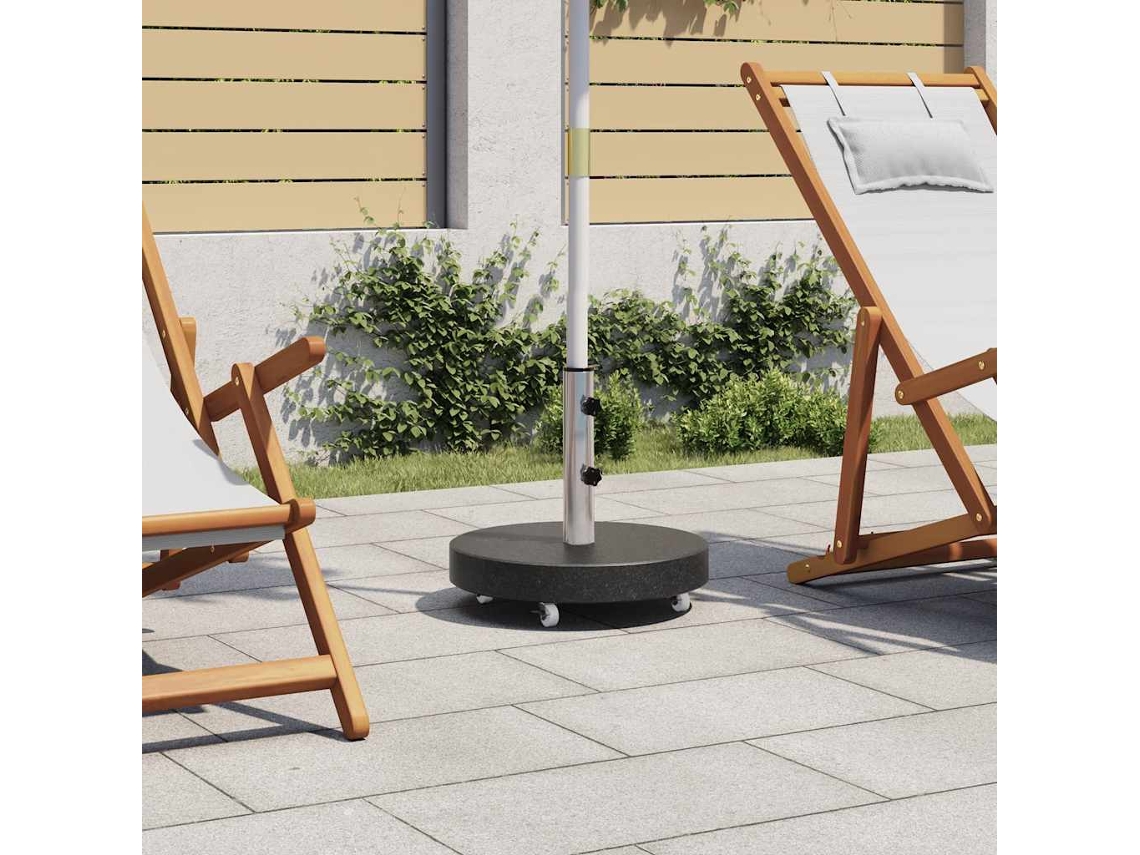 Vidaxl Base De Guarda-sol Redonda Granito 30 Kg Preto