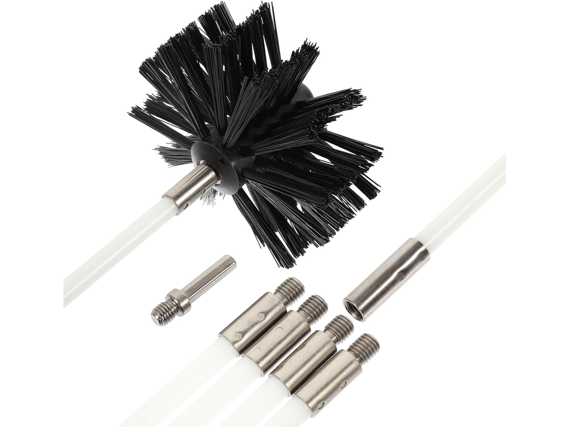 Escova De Limpeza Dutos Secadora Nylon 410mm Com 6 Hastes E Cabeça Hexagonal, Limpador De Chaminés Profissional Para E