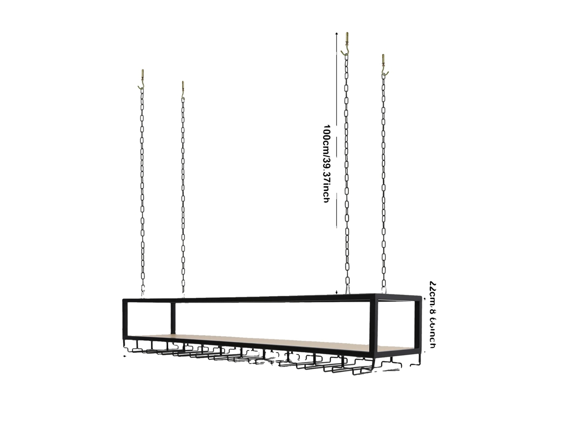 Prateleira Suspensa Para Taças De Vinho, Design Ajustável, Montagem No Teto Robusta, Preto Oem
