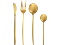 De 24 Peças 6 Pessoas Anti-corrosão Aço Inoxidável Brilho Dourado