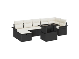 Conjunto 8 Conjunto De Sofá De Jardim Vidaxl Preto Vime Pe (297,5 X 132,5 X 85 Cm)