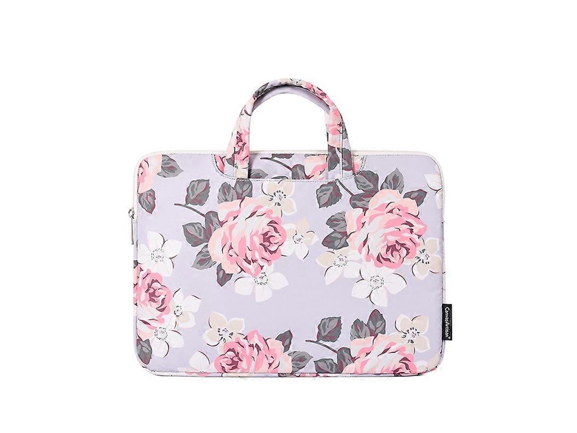 H40-b01 Bolsa Para Laptop Com Estampa De Rosas Brancas, Capa Protetora Para Computador Com Alça, Tamanho: 15 Polegadas