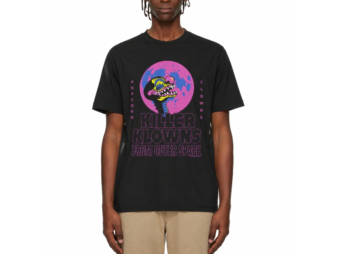Rockinstone Killer Klowns Popcorn Clowns Black Adult T-shirt Size:s