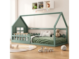 Cama Infantil 90x200cm Moldura Verde Cama Plana